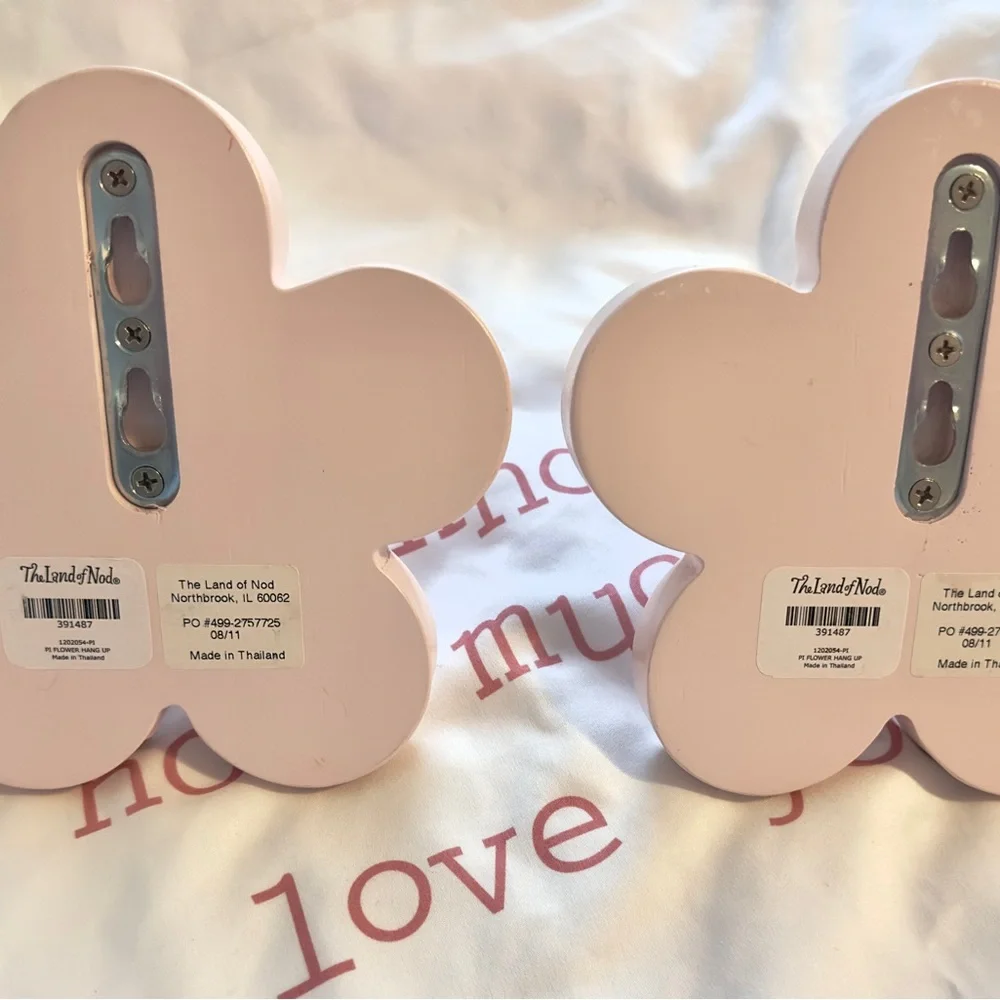 The Land of Nod Pink Flower Wall Hooks/Pegs